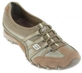 Skechers Leather and Mesh Wedge Bottom Bungee Shoes —