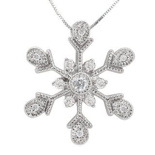 Tivolia Collection 14K White Gold Diamond Snowflake Pendant Jewelry