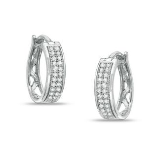 CT. T.W. Diamond Hoop Earrings in Sterling Silver   Zales