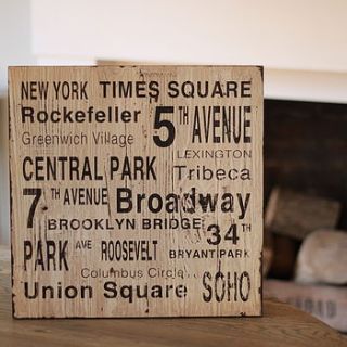 distressed wooden new york sign by little red heart