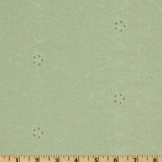 56'' Wide Embroidered Cotton Eyelet Sea Green Fabric By The Yard