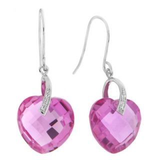 12.0mm Heart Shaped Lab Created Pink Sapphire and Diamond Accent