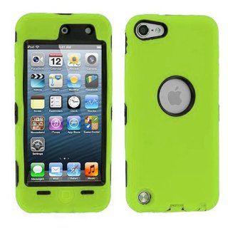 Importer520 Deluxe Neon Green 3 part Hybrid Hard Silicone Skin Case Cover compatible with Apple iPod Touch 5th Generation 5G 5 Cell Phones & Accessories