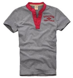 Hollister Mens 'Surf Finals' Henley Shirt (Small, Grey/Red) at  Mens Clothing store
