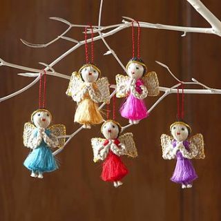 fair trade jute angel hanging decorations by traidcraft