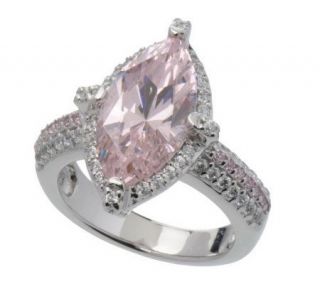 Epiphany Platinum Clad Diamonique Pink Marquise Ring —