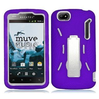 Purple Alcatel Authority Rugged Impact Case with Kick Stand   Otterbox Style 