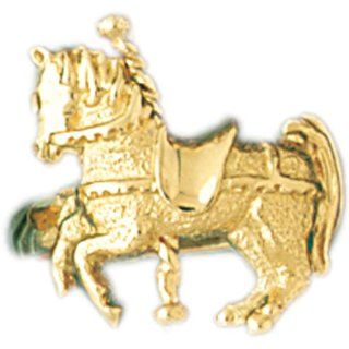 14K Yellow Gold Carousel Horse Men's Ring Jewelry