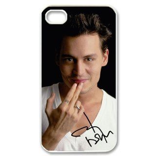 Custom Johnny Depp Cover Case for iPhone 4 WX2845 Cell Phones & Accessories