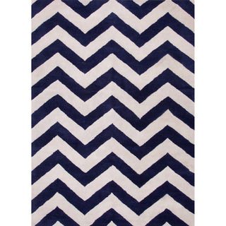 Hand tufted Contemporary Geometric Pattern Blue Rug (2 X 3)