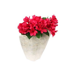Burgundy Frangipani Silk Flowers And Ceramic Vase