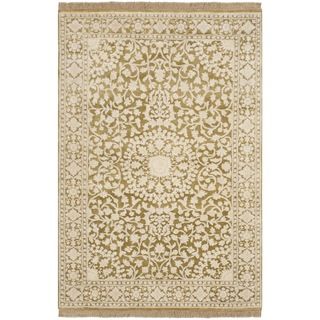 Safavieh Hand knotted Ganges River Ivory/ Green Wool Rug (4 X 6)