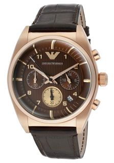 Emporio Armani AR0371  Watches,Mens Chronograph Brown Dial Brown Genuine Leather, Chronograph Emporio Armani Quartz Watches