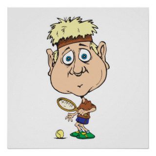 funny cartoon tennis player posters