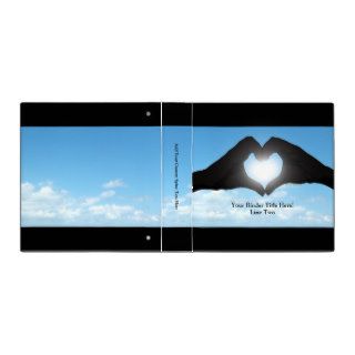 Hands in Heart Shape Silhouette on Blue Sky Vinyl Binder