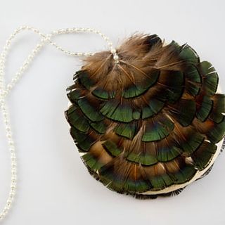 esther pheasant feather bridal purse by britten weddings