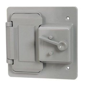 Hubbell PTC521GY Weatherproof Vertical Nonmetallic Cover, 1 Toggle, 1 GFCI, 2 Gang, Gray   Home And Garden Products  