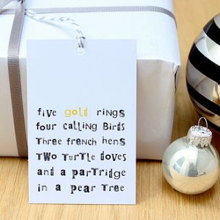 ‘five gold rings’ christmas gift tags by studio 9 ltd