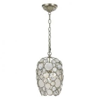 523 SA Palla 1LT Pendant, Antique Silver Finish with Natural White Capiz Shell and Hand Cut Crystal   Ceiling Pendant Fixtures  