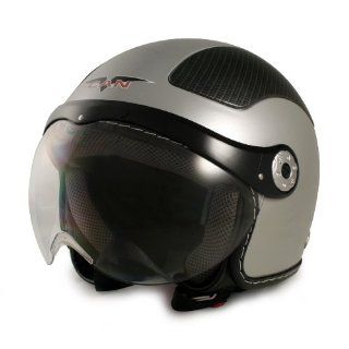 VCAN V528 Milano Silver Large European Style Open Face Helmet Automotive