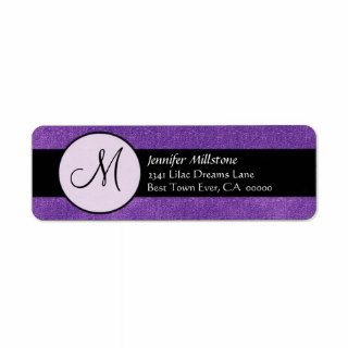 Royal Purple Black Wedding Monogram Address Label