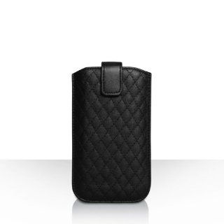 Nokia Lumia 525 Case Black Diamond PU Leather Auto Return Pouch Cover Cell Phones & Accessories