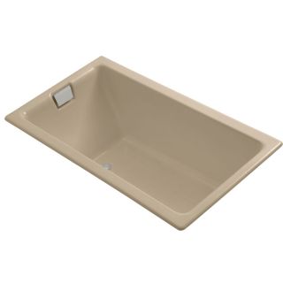 KOHLER Tea For Two 66 in L x 36 in W x 24 in H Mexican Sand Cast Iron Rectangular Drop In Bathtub with Reversible Drain