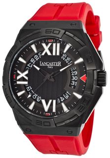 Lancaster Italy OLA0622BK NRRS  Watches,Mens Acquascope Tempo Black Textured Dial Red Silicone, Casual Lancaster Italy Quartz Watches