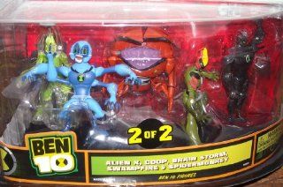 Ben 10 Exclusive 4 Inch Action Figure 5Pack Alien X, Goop, Brain Storm, Swampfire Spidermonkey Set 2 of 2 Toys & Games