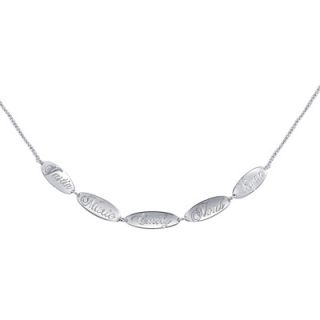 Personalized Oval Family Name Necklace in Sterling Silver (5 Names