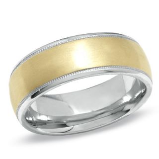 Edge Wedding Band in 14K Gold and Sterling Silver   Size 10   Zales