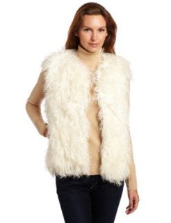 525 America Women's Mongolian Lamb Vest, Winter White, Large Outerwear