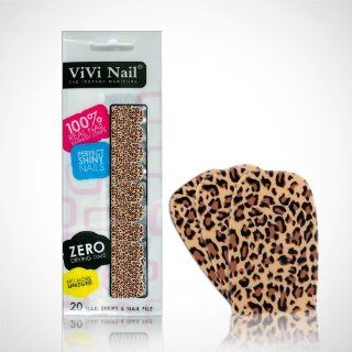 Vivi Nails Pattern Strip Nail Art Polish Leopard Brown, count 20 nail strips  False Nails  Beauty