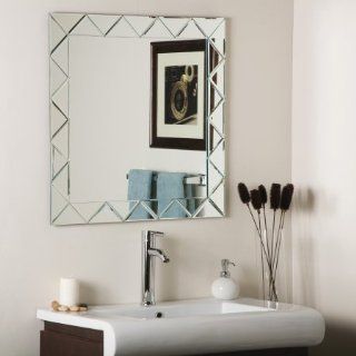 Decor Wonderland SSM530 Luciano   Square Frameless Wall Mirror, Etched Glass