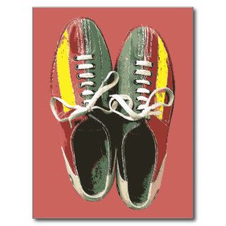 Vintage Bowling Shoes Retro Bowling Shoe Post Card