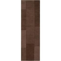 Hand crafted Solid Casual Brown Brickett Wool Rug (26 X 8)