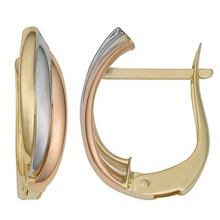 Fremada 10k Tri color Gold Omega Back Hoop Earrings Fremada Gold Earrings