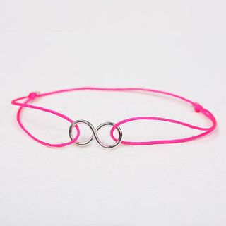 silver friendship bracelets, neon pink by bohemia