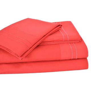 Elite Home Products Verona Double Merrow Microfiber Sheet Set Red Size Twin