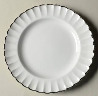Spode Corinth (Platinum Trim) Salad Plate, Fine China Dinnerware   All White, Fl