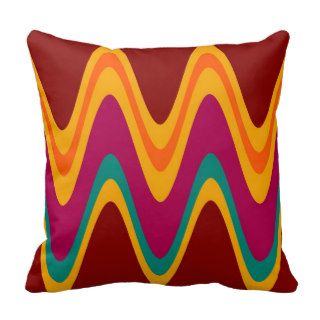 Curved Colorful Rainbow Abstract Retro Art Deco Pillows