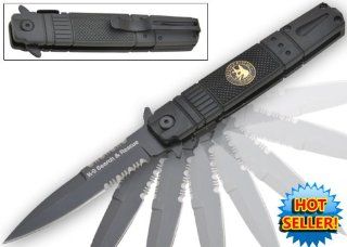 stock P 528 K 9 B. 7.5" Trigger Assisted Rescue Knives   K 9 (Black) These knives are exclusively made and designed by Tiger USA and include half serrated blades folding knife blade dagger weapon sharp edge camping hunting koshka  Tactical Folding Kn