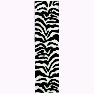 Crystal Glitter Soft Shag Zebra Print Area Rug (82 X 910)