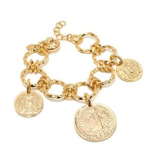 Bellezza Bronze Coin Dangle 7 1/4" Link Bracelet