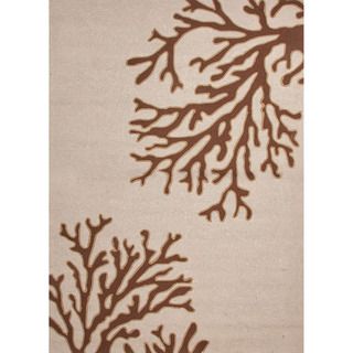Hand hooked Indoor/ Outdoor Abstract pattern Brown Easy care Rug (2 X 3)