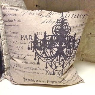 chandelier print cushion by velvet brown