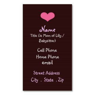 Brown and Pink Heart Mommy Business Card