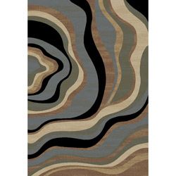 Waves Contemporary Tone And Tone Area Rug (6 7 X 9 6)