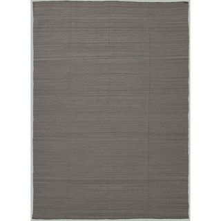 Handmade Flat weave Solid Pattern Gray/ Black Reversible Rug (5 X 8)