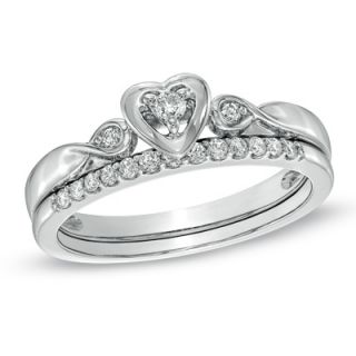 CT. T.W. Diamond Heart Shaped Bridal Set in 10K White Gold   Zales